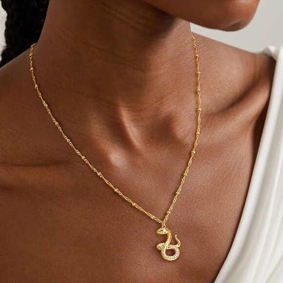 Neiman Marcus 18K Gold-Plated Dainty Snake Necklace - Picture 1 of 4